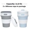 2Pcs Silicone Collapsible Travel Cup Camping Cups Collapsible Cups Drinking Cups with Lids for Adults Foldable Silicone Cup Collapsible Cup with Lid