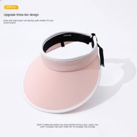 New women's big brim sun hat double-sided Ice Silk 5.0 + sun hat UV UV protection cycling outdoor travel hat (Color: Ice silk edging-pink)