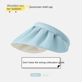 New women's big brim sun hat double-sided Ice Silk 5.0 + sun hat UV UV protection cycling outdoor travel hat (Color: Double-sided skin shell-blue)