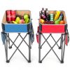 2 Pieces Folding Camping Tables with Large Capacity Storage Sink for Picnic